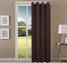 Queenzliving elegant solid crushed texture curtain, long door 9 feet- pack of 1, brown