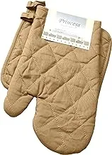 Hotel Linen Klub DEYARCO Princess 2PCS GLOVES/OVEN MITT AND POT HOLDER SET BEIGE