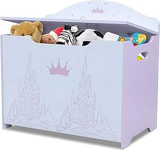 Disney Princess Toy Box Durable Mdf Wood Construction Convenient Cut Out Handle To Carry Around Safe Slow Close Lids Durable And Smooth Finishing Official Disney Product, Multicolor, Trha10515