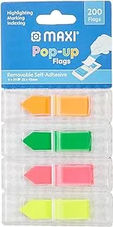 MAXI SELF ADHESIVE POP-UP FLAGS ARROW SHAPE ASSORTED COLORS 4X50 FLAGS 200PC