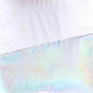 Ginger Ray Iridescent Holographic Rainbow Dipped Designer Paper Napkins 16 Pack