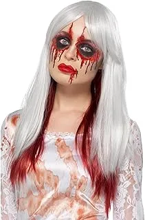 Smiffys Deluxe Blood Drip Ombre Wig White & Red Heat Resistant/Sty