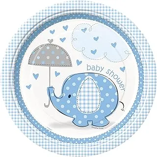 Unique Party 41695-21.9 Cm Blue Elephant Baby Shower Party Plates, Pack of 8