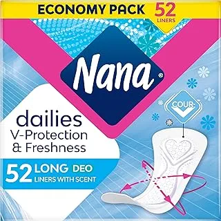 Nana Long panty liners, extra length, thin & superabsorbent, Economy pack of 52 Liners