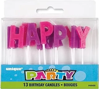 Unique Party 49490 - Purple & Pink Letter Happy Birthday Candles, Set of 13