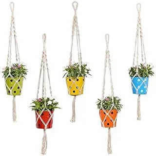 TrustBasket Round Dotted Pot with Contemporary Hanger - Set of 5