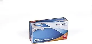 Hotpack Disposable Hygeiene Latex Gloves Powdered Medium, Non Sterile, Food Safe, 100 Pieces