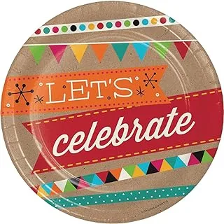 Creative Converting Birthday Kraft Luncheon Plates 8 Pieces, 7 Inch Size