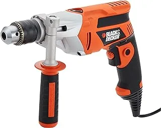 BLACK+DECKER 710W 13mm 3,100 RPM Electric Hammer Percussion Drill with Kitbox for Wood, Metal & Concrete Drilling, Orange/Black - KR703K-AE,