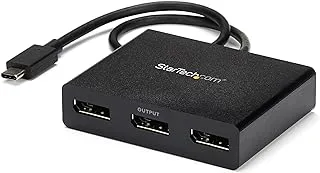 Startech.Com 3 منافذ محول شاشات متعددة Usb-C إلى 3X Displayport 1.2 Video Splitter Usb Type-C To Dp Mst Hub - Dual 4K 30Hz أو Triple 1080P - متوافق مع Thunderbolt 3 - Windows فقط (Mstcdp123Dp)