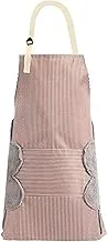 SKY-TOUCH Bib Apron with 2 Pockets, Adjustable Kitchen Aprons Side Wipe Hands Coral Velvet Towels Stitched Pinstripe Waterproof Cooking Baking Aprons Unisex (Brown)