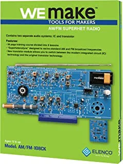 Elenco AM/FM Radio Kit |Switch Between ICs & Transistors | Solder | Great STEM Project | Superheterodyne Designed to AM and FM Broadcasts | SOLDERING REQUIRED