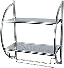 WENKO Chrome Wall Rack, Steel, Two Spacious Storage Rails, Home & Bathroom Accessory, Towel & Clothes Organizer, 45.5x54.5x26cm, Chrome