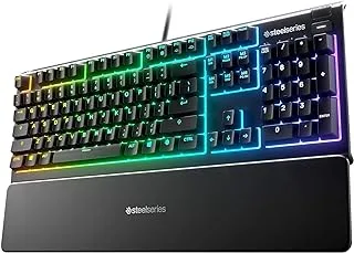 SteelSeries Apex 3 - RGB Gaming Keyboard - 10-Zone RGB Illumination - Premium Magnetic Wrist Rest - American QWERTY Layout, Black