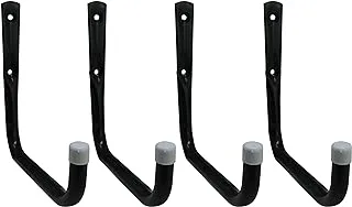 Shepherd Hardware 8090E Heavy Duty Steel Garage Storage/Large Utility Hooks, 4 Pack,Black