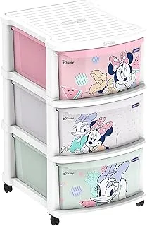 Cosmoplast Disney Mickey & Friends Girls Multipurpose Storage Cabinet 3 Drawers With Wheels