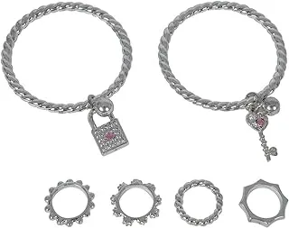 Simba Steffi Love Ring And Bangle Set, Silver, 12 Pieces