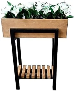 Dubai Garden Centre Custom Made Wooden Planter Box with Shelf and Legs, Black