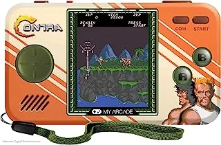 My Arcade Contra Pocket Player-2-in1 ، يتضمن Contra و Super Contra و CO / VS Link للعمل CO-OP أو عرض بالألوان الكاملة أو التحكم في مستوى الصوت أو مقبس سماعة الرأس أو بطارية أو Micro USB بالطاقة (DGUNL-3281)