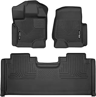 Husky Liners Weatherbeater Series | Front & 2Nd Seat Floor Liners - Black | 94071 | Fits 2017-2019 Ford F-250/F-350 Super Duty Supercab, 2021-2022 Ford F-250/F-350 Super Duty Supercab 3 Pcs