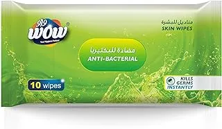 WOW Skin Wipes Antibacterial, Aloe Vera - 10