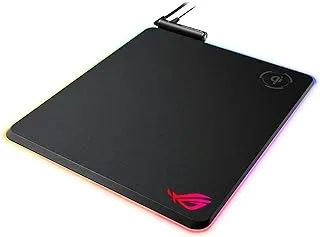 Asus Rog BaltEUs Qi Vertical Gaming Mouse Pad With Wireless Charging Zone, Hard Micro-Textured Surface, Usb Pass-Through, Aura Sync Rgb Lighting And Non-Slip Base (12.6” X 14.6”)