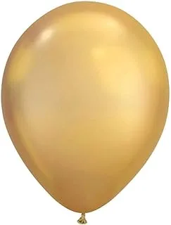 PARTY TIME - 100 Pieces Metallic Gold Chrome Plain Balloon (12 Inches)