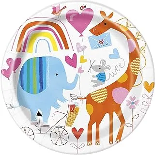 Unique Party 73425-23cm Zoo Baby Shower Plates, Pack Of 8