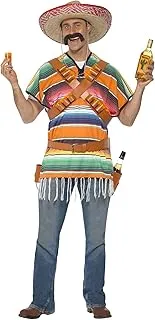 Smiffy's Men's Tequila Shooter Guy Costume with Poncho Bandoliers Belt