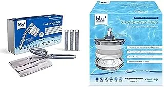 BLU Ionic Shower Filter - Natural Immune System Booster, Rejuvenate Your Hair & Skin (Handheld + Rainshower)