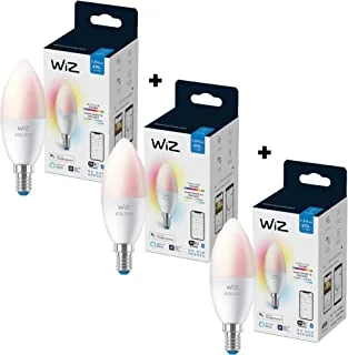 Wiz Smart Bulb Candle Led C37 E14470 Lm Wi-Fi ، 3 مجموعة لمبات بيضاء