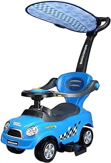 DORSA 3 In 1 Ride On Push Convertible Baby Stroller For Kids, Universal Front Wheel With Music Sun Visor (Blue), D321C-B