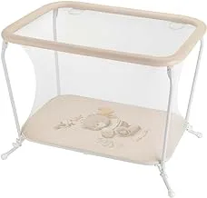 B111-240 Cam Lusso Playard - Beige - Playpen For Baby, Baby Bed, Baby Crib 0-15 Kg. 4 Support Handles, Padded Anti-Bite Handrail, Anti-Finger Entrapment Mesh, Easy To Clean, Compact Folding