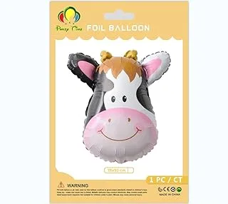 PARTY TIME - 1 Piece Forest Animals Foil Balloon Cow Creatures Mylar Balloons for Theme Birthday Baby Shower Party Decoration Supplies (78x90cm.)