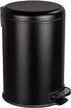 WENKO, Pedal Bin Leman, Stainless Steel, Soft Close Home Garbage Can, Durable & Strong Construction, 12 Litre Capacity, 25x38x32cm, Black