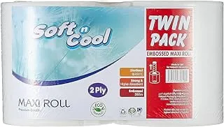 Soft N Cool Twin Pack Eco-Friendly, Highly Absorbent, Premium Quality Maxi Roll 260meter(130mtr x 2 rolls), 2 Roll