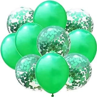 PARTY TIME - 10 Pieces Balloons Decorations Set Include Metallic Green Latex Balloons and Green Foil Confetti Filled Balloons for Birthday Wedding Baby Shower Party Decorations Supplies (12 Inches)