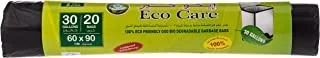 Eco Care Black Garbage Bag Roll - 20 Count, 30 Gallons, 60X90Cm