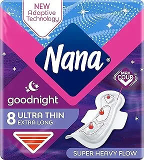 Nana Ultra Goodnight Sanitary Pads With Wings, 8 Count