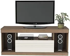 Artely Sport TV Table for 60 inch TV, Pine Brown with Off White, W 160 cm x D 34 cm x H 65 cm