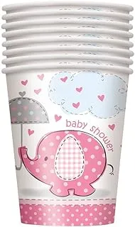 Unique Umbrellaphants Cups 8 Pieces, 9 Oz Capacity, Pink