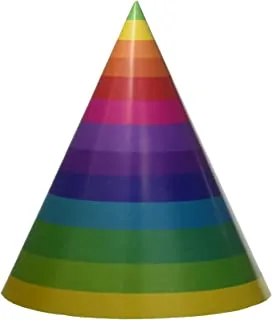 Creative Converting 8-Count Adult-Sized Cone Party Hats, Rainbow, Paper