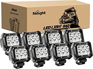 Nilight - Ni 06A-18W Led Light Bar 8Pcs 18W 1260Lm Spot Led Pods Driving Fog Light Off Road Lights Bar Jeep Lamp,2 Years Warranty