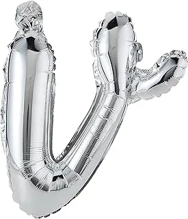 The Party Popper Script Letterv' Foil Balloon, Silver