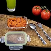 Royalford 400ml Glass Meal Prep Container - Reusable, Airtight Food Storage Tray with Snap Locking Lid | Microwavable, Freezer, & Dishwasher Safe| Ideal for Storage Food, Roasting, Lunch Box & more