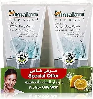 Himalaya Since 1930 Himalaya Oil Control Lemon Face Wash Cleanses Face & Removes Excess Oil Without Over-Drying -2x150ml| No.1 Face Wash Brand in UAE