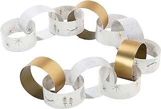 Talking Tables Nordic Christmas Decorative Paperchains For Home, Christmas Decoration And Party, White And Gold