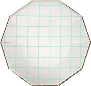 Meri Meri Mint Grid Plates 8 Pieces, Large