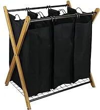 Oceanstar Xbs1484 Bamboo 3-Bag Laundry Sorter Black, 29.75 In. H X 19.10 In. W X 27 In.