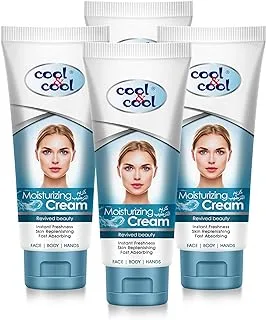 Cool & Cool Moisturizing Cream for All Skin Types | Almond Oil, Non Greasy & Fast Absorbing, 4 x 100ml